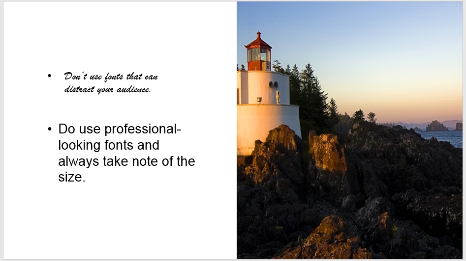 Basic Tips on How to Create a Stunning PowerPoint Presentation 7 powerpoint fonts